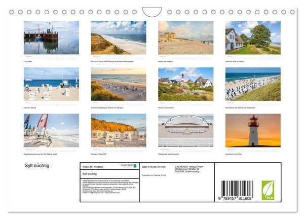 Produktbild: Sylt s&uuml;chtig (Wandkalender 2026 DIN A4 quer), CALVENDO Monatskalender