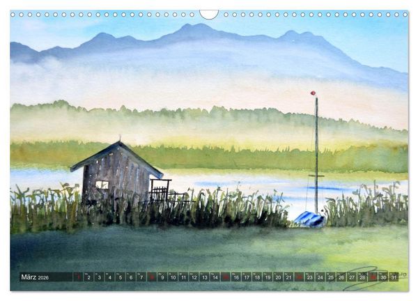 Produktbild: Chiemsee Aquarelle (Wandkalender 2026 DIN A3 quer), CALVENDO Monatskalender
