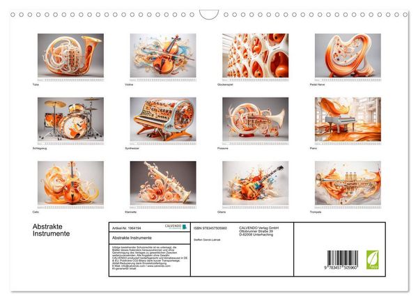 Produktbild: Abstrakte Instrumente (Wandkalender 2026 DIN A3 quer), CALVENDO Monatskalender