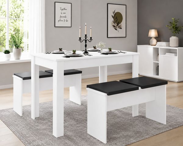 Produktbild: Holz Essgruppe Tischgruppe Tisch B&auml;nke Esal XL