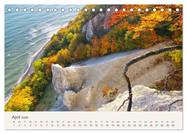 Produktbild: Sassnitz und die Kreidek&uuml;ste - Herbstimpressionen vom Hochuferweg Jasmund (Tischkalender 2026 DIN A5 quer), CALVENDO Monatskalender