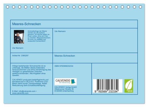 Produktbild: Meeres-Schnecken (Tischkalender 2027 DIN A5 quer), CALVENDO Monatskalender