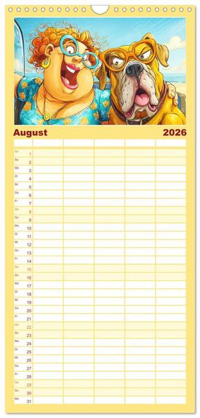 Produktbild: Familienplaner 2026 - Frauchen und Hund. Witzige Cartoons vom t&auml;glichen Chaos mit 5 Spalten (Wandkalender, 21 x 45 cm) CALVENDO
