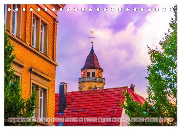 Produktbild: Leonberg - Altstadt in Abendstimmung (Tischkalender 2027 DIN A5 quer), CALVENDO Monatskalender