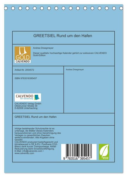 Produktbild: GREETSIEL Rund um den Hafen (Tischkalender 2026 DIN A5 hoch), CALVENDO Monatskalender