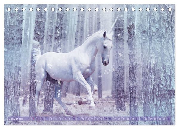 Produktbild: Einhorn Love - Fantasiewelt (Tischkalender 2026 DIN A5 quer), CALVENDO Monatskalender