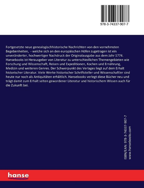 Produktbild: Fortgesetzte neue genealogischhistorische Nachrichten von den vornehmsten Begebenheiten,