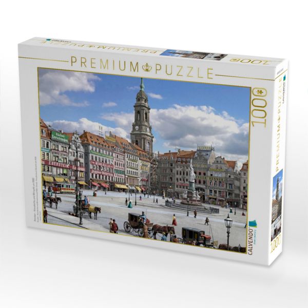 Produktbild: CALVENDO Puzzle Dresden - Kreuzkirche und Altmarkt um 1900 | 1000 Teile Lege-Gr&ouml;&szlig;e 64x48cm Foto-Puzzle f&uuml;r gl&uuml;ckliche Stunden