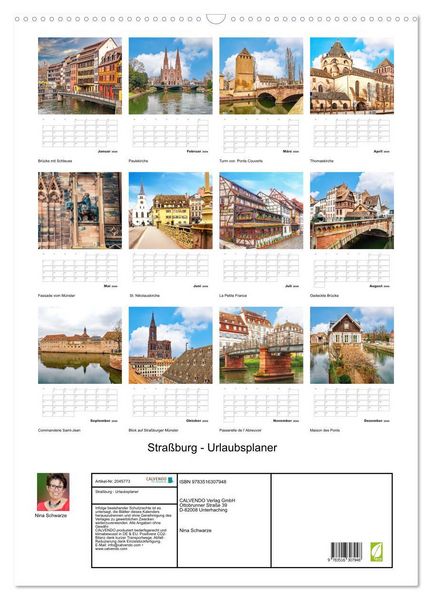 Produktbild: Stra&szlig;burg - Urlaubsplaner (Wandkalender 2026 DIN A2 hoch), CALVENDO Monatskalender