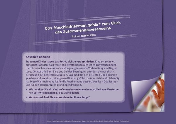 Produktbild: Trauerarbeit mit Kindern. Themenkarten f&uuml;r Teamarbeit, Elternabende und Seminare