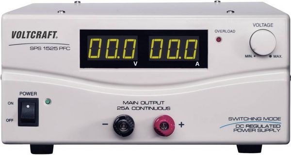 Produktbild: VOLTCRAFT SPS 1525 PFC Labornetzger&auml;t, einstellbar 3 - 15 V/DC 2 - 25 A 375 W Remote Anzahl Ausg&auml;nge 1 x