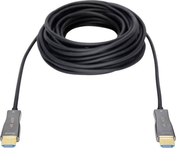 Produktbild: Digitus HDMI / Glasfaser Anschlusskabel HDMI-A Stecker, HDMI-A Stecker 20.00 m Schwarz AK-330125-200-S 4K UHD HDMI-Kabel