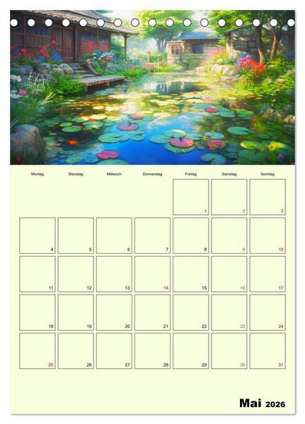 Produktbild: Im japanischen Garten. Zauberhafte Illustrationen (Tischkalender 2026 DIN A5 hoch), CALVENDO Monatskalender
