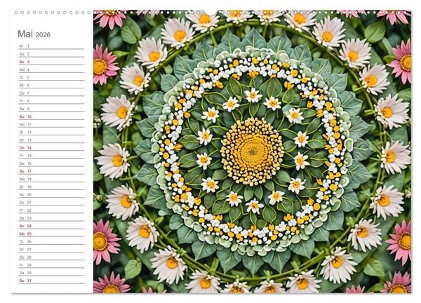 Produktbild: Natural Mandalas - Kraftvolle KI Mandalas aus Naturmaterialien (hochwertiger Premium Wandkalender 2026 DIN A2 quer), Kunstdruck in Hochglanz