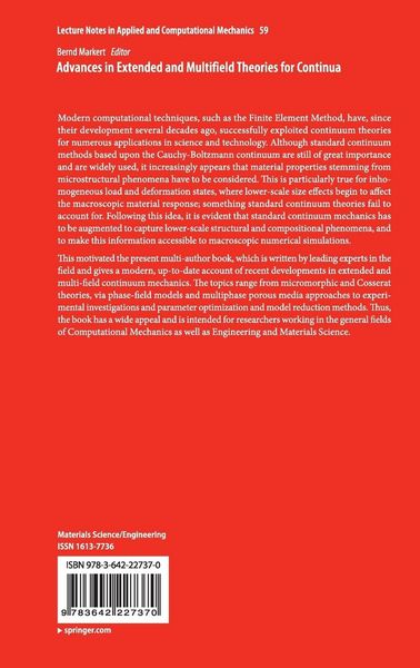 Produktbild: Advances in Extended and Multifield Theories for Continua