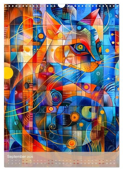 Produktbild: Astrale Katzen - Abstrakte Kunst f&uuml;r Katzenliebhaber (Wandkalender 2026 DIN A3 hoch), CALVENDO Monatskalender