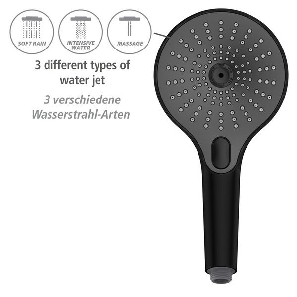 Produktbild: Duschkopf Mod. Ultimate Shower Schwarz/Grau, &Oslash; 13 cm