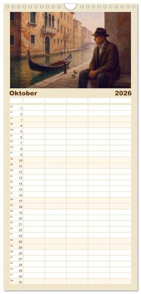 Produktbild: Familienplaner 2026 - Ernest Hemingway mit 5 Spalten (Wandkalender, 21 x 45 cm) CALVENDO