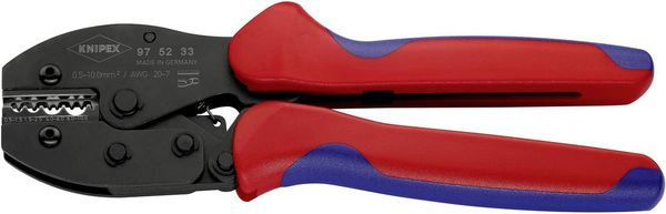 Knipex PreciForce 97 52 33 Crimpzange Unisolierte Rohrkabelschuhe, Unisolierte Quetschkabelschuhe, Unisolierte Quetschve