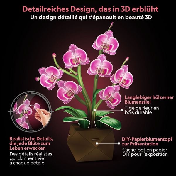 Produktbild: CUBICFUN - 3D Puzzle Pflanzentopf Orchidee 85 Teile