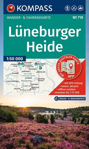 Produktbild: KOMPASS Wanderkarte 718 L&uuml;neburger Heide 1:50.000