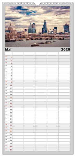 Produktbild: Familienplaner 2026 - Weltmetropole London mit 5 Spalten (Wandkalender, 21 x 45 cm) CALVENDO