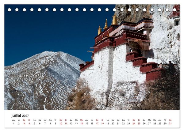 Produktbild: Monast&egrave;res et paysages du Tibet (Calendrier de bureau 2027 DIN A5 vertical), CALVENDO calendrier mensuel