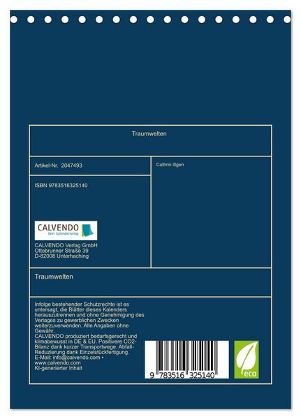 Produktbild: Traumwelten (Tischkalender 2026 DIN A5 hoch), CALVENDO Monatskalender