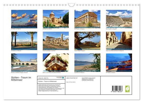 Produktbild: Sizilien - Traum im Mittelmeer (Wandkalender 2026 DIN A3 quer), CALVENDO Monatskalender