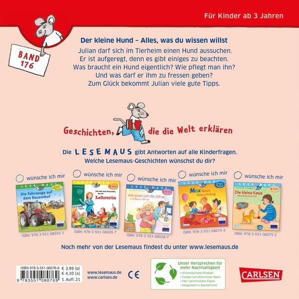 Produktbild: LESEMAUS 176: Der kleine Hund - alles, was du wissen willst