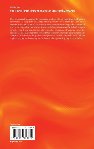 Produktbild: Non-Linear Finite Element Analysis in Structural Mechanics
