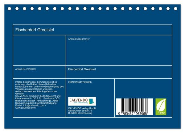 Produktbild: Fischerdorf Greetsiel (Tischkalender 2026 DIN A5 quer), CALVENDO Monatskalender