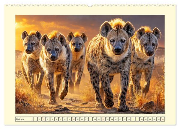 Produktbild: Afrikas Hy&auml;nen. Die kichernden Schatten der Savanne (hochwertiger Premium Wandkalender 2026 DIN A2 quer), Kunstdruck in Hochglanz