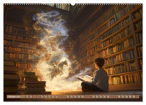 Produktbild: Lesen ist eine Reise durch Zeit und Raum (hochwertiger Premium Wandkalender 2026 DIN A2 quer), Kunstdruck in Hochglanz