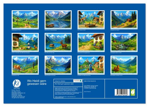 Produktbild: Wo Heidi gern gewesen w&auml;re (hochwertiger Premium Wandkalender 2026 DIN A2 quer), Kunstdruck in Hochglanz