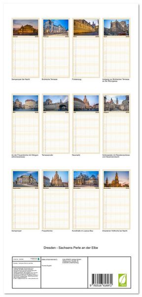 Produktbild: Familienplaner 2026 - Dresden - Sachsens Perle an der Elbe mit 5 Spalten (Wandkalender, 21 x 45 cm) CALVENDO
