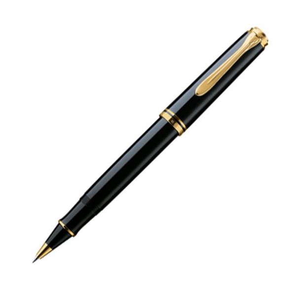 Pelikan Tintenroller Souverän® R600, Edelharz, 24-Karat vergoldete, Schwarz