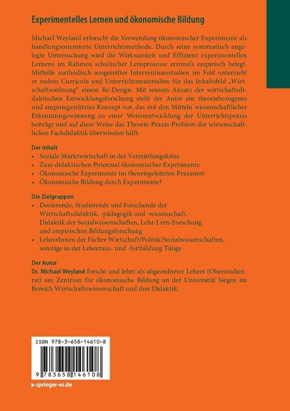 Produktbild: Experimentelles Lernen und &ouml;konomische Bildung