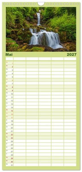 Produktbild: Familienplaner 2027 - Wasserfallwelt Schweiz mit 5 Spalten (Wandkalender, 21 x 45 cm) CALVENDO