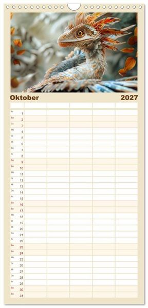 Produktbild: Familienplaner 2027 - Dino-Babys mit 5 Spalten (Wandkalender, 21 x 45 cm) CALVENDO