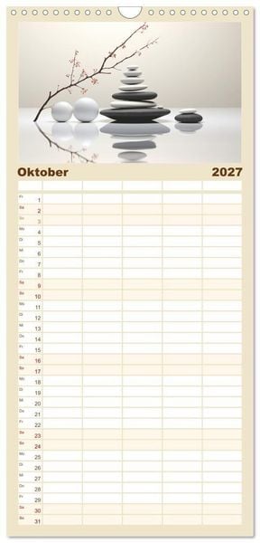Produktbild: Familienplaner 2027 - Zen mit 5 Spalten (Wandkalender, 21 x 45 cm) CALVENDO