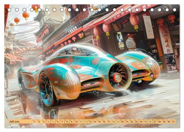 Produktbild: Futuristische Boliden - Asiatisch inspiriert (Tischkalender 2026 DIN A5 quer), CALVENDO Monatskalender