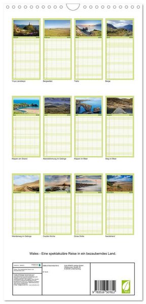 Produktbild: Familienplaner 2026 - Wales - Eine spektakul&auml;re Reise in ein bezauberndes Land. mit 5 Spalten (Wandkalender, 21 x 45 cm) CALVENDO