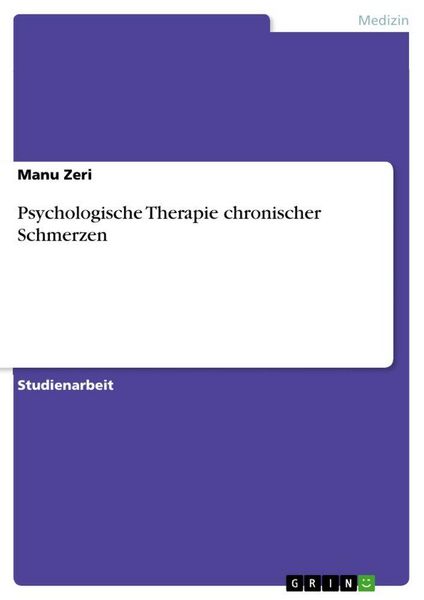 Produktbild: Psychologische Therapie chronischer Schmerzen