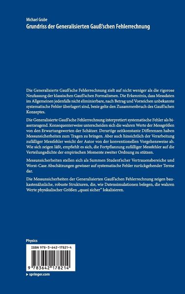 Produktbild: Grundriss der Generalisierten Gau&szlig;'schen Fehlerrechnung