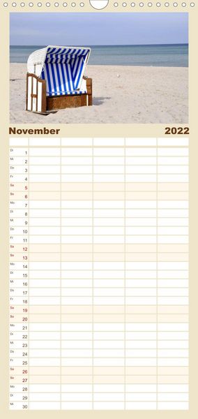 Produktbild: Familienplaner Strandkorb-Impressionen (Wandkalender 2022 , 21 cm x 45 cm, hoch)