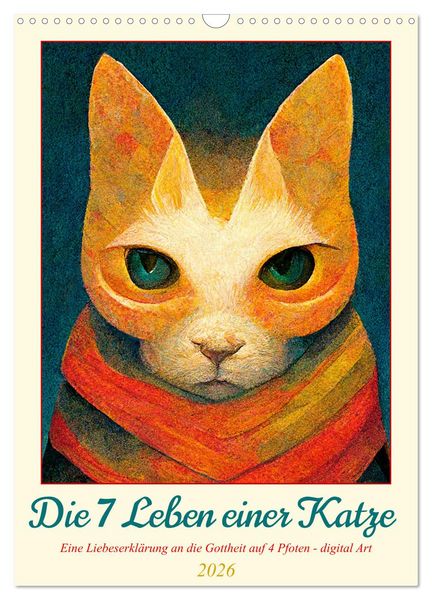 Produktbild: Die 7 Leben einer Katze (Wandkalender 2026 DIN A3 hoch), CALVENDO Monatskalender