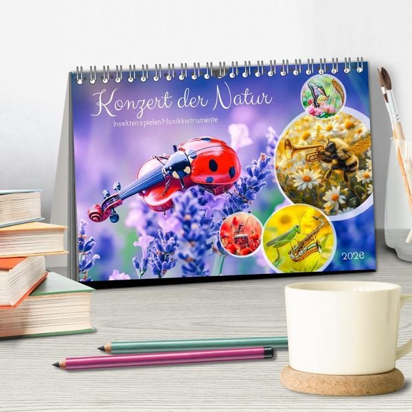 Produktbild: Konzert der Natur - Insekten spielen Musikinstrumente (Tischkalender 2026 DIN A5 quer), CALVENDO Monatskalender