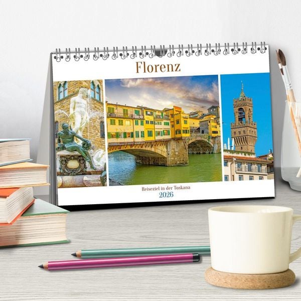 Produktbild: Florenz - Reiseziel in der Toskana (Tischkalender 2026 DIN A5 quer), CALVENDO Monatskalender