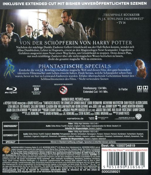 Produktbild: Phantastische Tierwesen - Grindelwalds Verbrechen (inkl. Extended Cut)